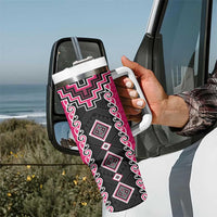 Pink Niho Taniwha Mix Poutama Tumbler With Handle Unique Taniko Aotearoa LT01 - Polynesian Pride