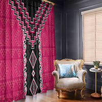 Pink Niho Taniwha Mix Poutama Window Curtain Unique Taniko Aotearoa LT01 - Polynesian Pride