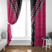 Pink Niho Taniwha Mix Poutama Window Curtain Unique Taniko Aotearoa LT01 - Polynesian Pride