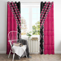 Pink Niho Taniwha Mix Poutama Window Curtain Unique Taniko Aotearoa LT01 - Polynesian Pride