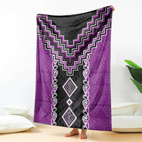 Purple Niho Taniwha Mix Poutama Blanket Unique Taniko Aotearoa LT01 - Polynesian Pride