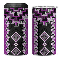 Purple Niho Taniwha Mix Poutama 4 in 1 Can Cooler Tumbler Unique Taniko Aotearoa LT01 One Size: 16 oz Purple - Polynesian Pride