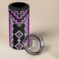 Purple Niho Taniwha Mix Poutama 4 in 1 Can Cooler Tumbler Unique Taniko Aotearoa LT01 - Polynesian Pride