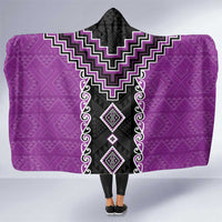 Purple Niho Taniwha Mix Poutama Hooded Blanket Unique Taniko Aotearoa