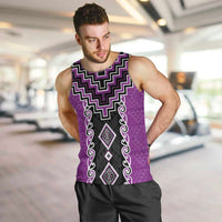 Purple Niho Taniwha Mix Poutama Men Tank Top Unique Taniko Aotearoa LT01 Purple - Polynesian Pride