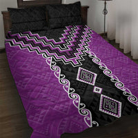 Purple Niho Taniwha Mix Poutama Quilt Bed Set Unique Taniko Aotearoa LT01 Purple - Polynesian Pride