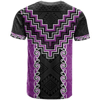 Purple Niho Taniwha Mix Poutama T Shirt Unique Taniko Aotearoa