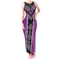 Purple Niho Taniwha Mix Poutama Tank Maxi Dress Unique Taniko Aotearoa LT01 Women Purple - Polynesian Pride