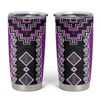 Purple Niho Taniwha Mix Poutama Tumbler Cup Unique Taniko Aotearoa LT01 Purple - Polynesian Pride