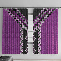 Purple Niho Taniwha Mix Poutama Window Curtain Unique Taniko Aotearoa LT01 With Hooks Purple - Polynesian Pride