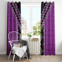 Purple Niho Taniwha Mix Poutama Window Curtain Unique Taniko Aotearoa LT01 - Polynesian Pride