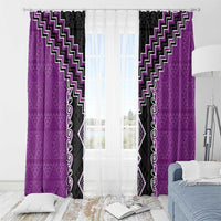 Purple Niho Taniwha Mix Poutama Window Curtain Unique Taniko Aotearoa LT01 - Polynesian Pride