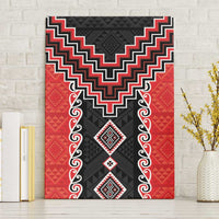 Red Niho Taniwha Mix Poutama Canvas Wall Art Unique Taniko Aotearoa LT01 Without Frame Red - Polynesian Pride