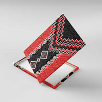 Red Niho Taniwha Mix Poutama Canvas Wall Art Unique Taniko Aotearoa LT01 With Frame Red - Polynesian Pride