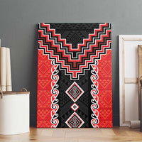 Red Niho Taniwha Mix Poutama Canvas Wall Art Unique Taniko Aotearoa LT01 - Polynesian Pride