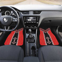 Red Niho Taniwha Mix Poutama Car Mats Unique Taniko Aotearoa LT01 Set 2pcs - Front Red - Polynesian Pride
