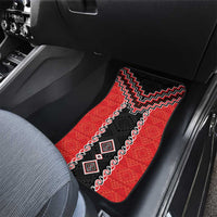 Red Niho Taniwha Mix Poutama Car Mats Unique Taniko Aotearoa LT01 - Polynesian Pride