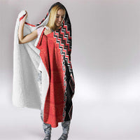 Red Niho Taniwha Mix Poutama Hooded Blanket Unique Taniko Aotearoa LT01 - Polynesian Pride