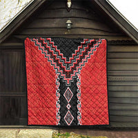 Red Niho Taniwha Mix Poutama Quilt Unique Taniko Aotearoa