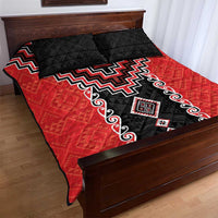 Red Niho Taniwha Mix Poutama Quilt Bed Set Unique Taniko Aotearoa LT01 - Polynesian Pride
