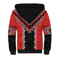 Red Niho Taniwha Mix Poutama Sherpa Hoodie Unique Taniko Aotearoa LT01 - Polynesian Pride
