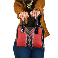 Red Niho Taniwha Mix Poutama Shoulder Handbag Unique Taniko Aotearoa