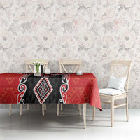 Red Niho Taniwha Mix Poutama Tablecloth Unique Taniko Aotearoa LT01 - Polynesian Pride