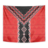Red Niho Taniwha Mix Poutama Tapestry Unique Taniko Aotearoa