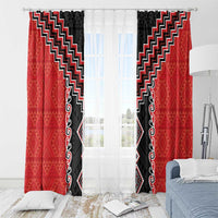 Red Niho Taniwha Mix Poutama Window Curtain Unique Taniko Aotearoa LT01 - Polynesian Pride