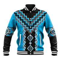 Sky Blue Niho Taniwha Mix Poutama Baseball Jacket Unique Taniko Aotearoa LT01 Unisex Sky Blue - Polynesian Pride
