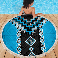 Sky Blue Niho Taniwha Mix Poutama Beach Blanket Unique Taniko Aotearoa LT01 - Polynesian Pride
