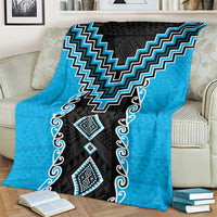Sky Blue Niho Taniwha Mix Poutama Blanket Unique Taniko Aotearoa LT01 - Polynesian Pride