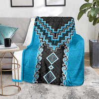 Sky Blue Niho Taniwha Mix Poutama Blanket Unique Taniko Aotearoa LT01 - Polynesian Pride