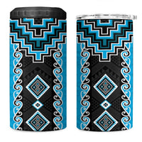 Sky Blue Niho Taniwha Mix Poutama 4 in 1 Can Cooler Tumbler Unique Taniko Aotearoa LT01 One Size: 16 oz Sky Blue - Polynesian Pride