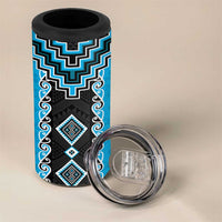 Sky Blue Niho Taniwha Mix Poutama 4 in 1 Can Cooler Tumbler Unique Taniko Aotearoa LT01 - Polynesian Pride