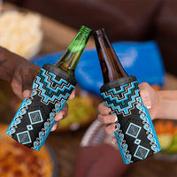 Sky Blue Niho Taniwha Mix Poutama 4 in 1 Can Cooler Tumbler Unique Taniko Aotearoa LT01 - Polynesian Pride