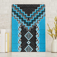 Sky Blue Niho Taniwha Mix Poutama Canvas Wall Art Unique Taniko Aotearoa LT01 Without Frame Sky Blue - Polynesian Pride