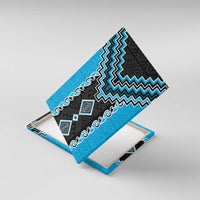 Sky Blue Niho Taniwha Mix Poutama Canvas Wall Art Unique Taniko Aotearoa LT01 With Frame Sky Blue - Polynesian Pride