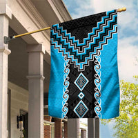 Sky Blue Niho Taniwha Mix Poutama Garden Flag Unique Taniko Aotearoa LT01 House Flag Sky Blue - Polynesian Pride