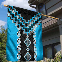 Sky Blue Niho Taniwha Mix Poutama Garden Flag Unique Taniko Aotearoa LT01 - Polynesian Pride