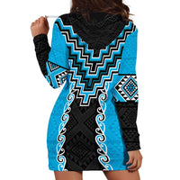 Sky Blue Niho Taniwha Mix Poutama Hoodie Dress Unique Taniko Aotearoa LT01 - Polynesian Pride