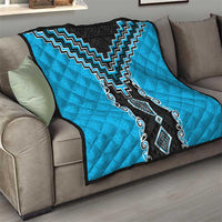 Sky Blue Niho Taniwha Mix Poutama Quilt Unique Taniko Aotearoa