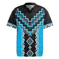 Sky Blue Niho Taniwha Mix Poutama Rugby Jersey Unique Taniko Aotearoa LT01 Sky Blue - Polynesian Pride