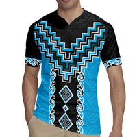 Sky Blue Niho Taniwha Mix Poutama Rugby Jersey Unique Taniko Aotearoa LT01 - Polynesian Pride