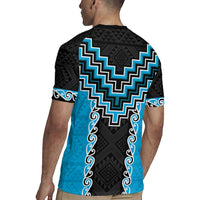 Sky Blue Niho Taniwha Mix Poutama Rugby Jersey Unique Taniko Aotearoa LT01 - Polynesian Pride