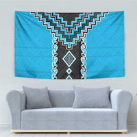 Sky Blue Niho Taniwha Mix Poutama Tapestry Unique Taniko Aotearoa