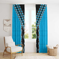 Sky Blue Niho Taniwha Mix Poutama Window Curtain Unique Taniko Aotearoa LT01 - Polynesian Pride