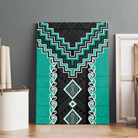 Teal Niho Taniwha Mix Poutama Canvas Wall Art Unique Taniko Aotearoa LT01 - Polynesian Pride