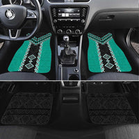 Teal Niho Taniwha Mix Poutama Car Mats Unique Taniko Aotearoa LT01 Set 4pcs Teal - Polynesian Pride