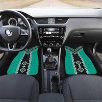 Teal Niho Taniwha Mix Poutama Car Mats Unique Taniko Aotearoa LT01 Set 2pcs - Front Teal - Polynesian Pride